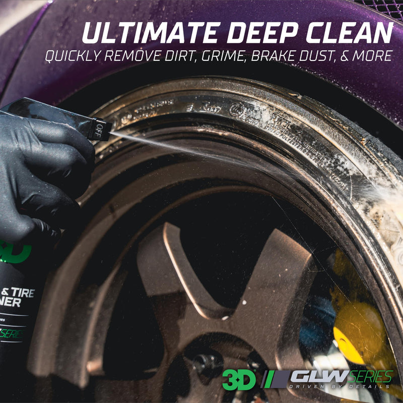 3D GLW Series Wheel & Tire Cleaner – Deep Cleaning All-in-One Formula | Removes Brake Dust, Grime, Tire Browning | Safe on All Wheels | DIY Car Detailing |16 oz 16 Fl Oz (Pack of 1)