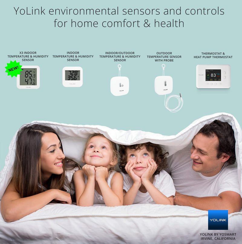 YoLink Smart Outdoor Temperature & Humidity Sensor, Hygrometer, Thermometer, 1000' Long Range, 2 Years Battery Life, Emails, Text/SMS, App Alerts, Alexa, IFTTT Integration. Hub Required! Without Hub