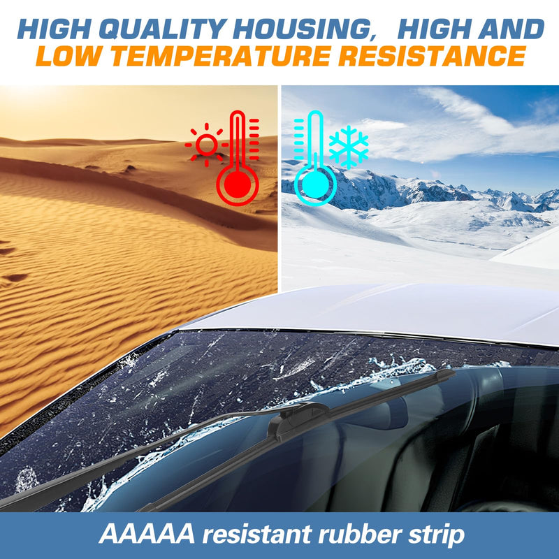 GSPSCN OEM QUALITY 24''+18'' Premium Original Replacement Windshield Wiper Blades,Quiet and Durable Stable High Performance All-Season Auto Wiper Blades for J Hook (Pack of 2) 24"+18" (pair for front wiper blades)
