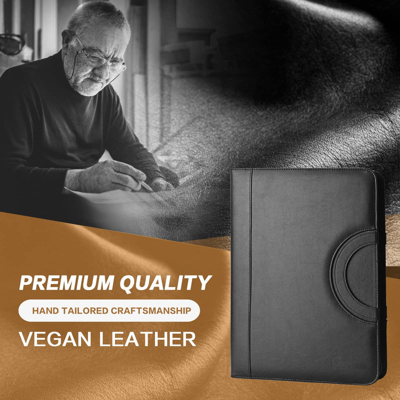 Padfolio Portfolio Binder – Vegan Leather Business Portfolio Organizer with Calculator – Zippered Portfolio Padfolio for Women & Men