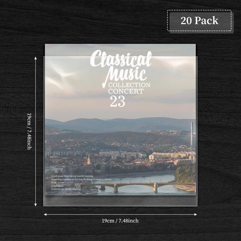 20Pcs 7 Inch Vinyl Record Outer Sleeves - Heavy-Duty Protective Covers for 45 RPM Album, 7.4" x 7.4" Clear Plastic EP Sleeves for Record Collection Storage and Display