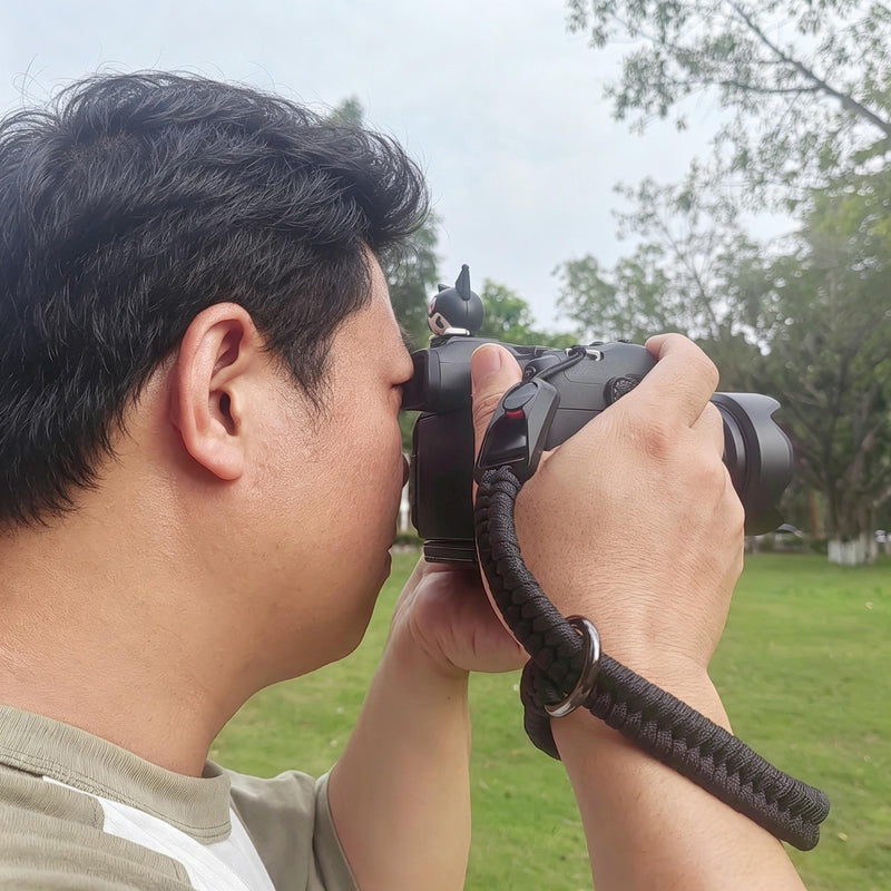 Quick Release Camera Wrist Hand Strap with Safer Connector Split Ring Cap | paracord straps Triangle Split Ring and Plastic Cap Compact SLR DSLR Mirrorless Cameras Red
