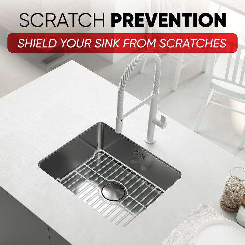 Better Houseware Sink Protectors for Kitchen Sink, Protective Metal Grid, 18.1x12.3x1 inches, White Kitchen Sink Mat to Shield Sink Base from Scratches, Rust-Resistant Coating, L 18.1 x 12.3 x 1