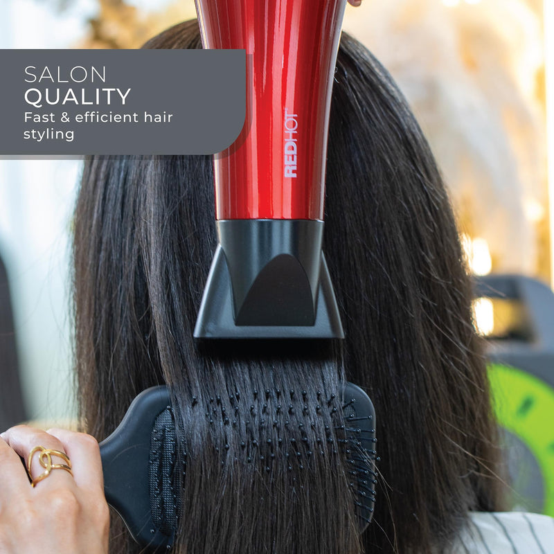 Red Hot 2200W Hair Dryer / 3 Heat Settings, 2 Speed Settings/Cool Air Function, Removable Styling Nozzle, Fast Drying Hair Dryer/Red 37060 2200W Professional Hair Dryer Red