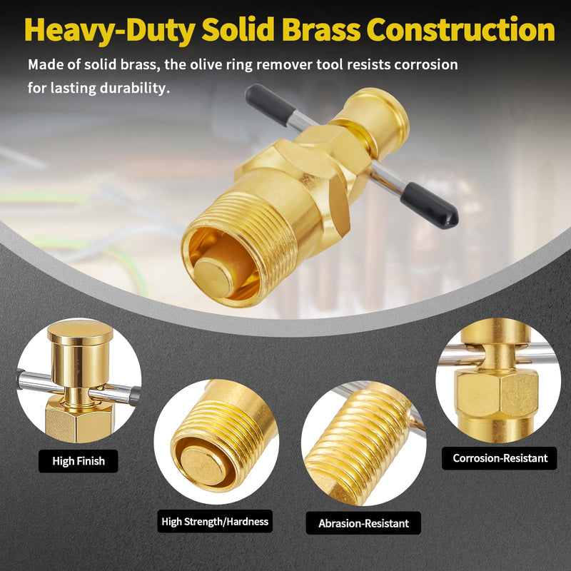 Olive Remover Puller for NPT 1/2 Inch and 3/4 Inch Compression Sleeve Puller Tool, Not Damage The Brass Pipe,Professional Plumber Ring Removal Tool Ferrule Puller NPT 1/2" & NPT 3/4"