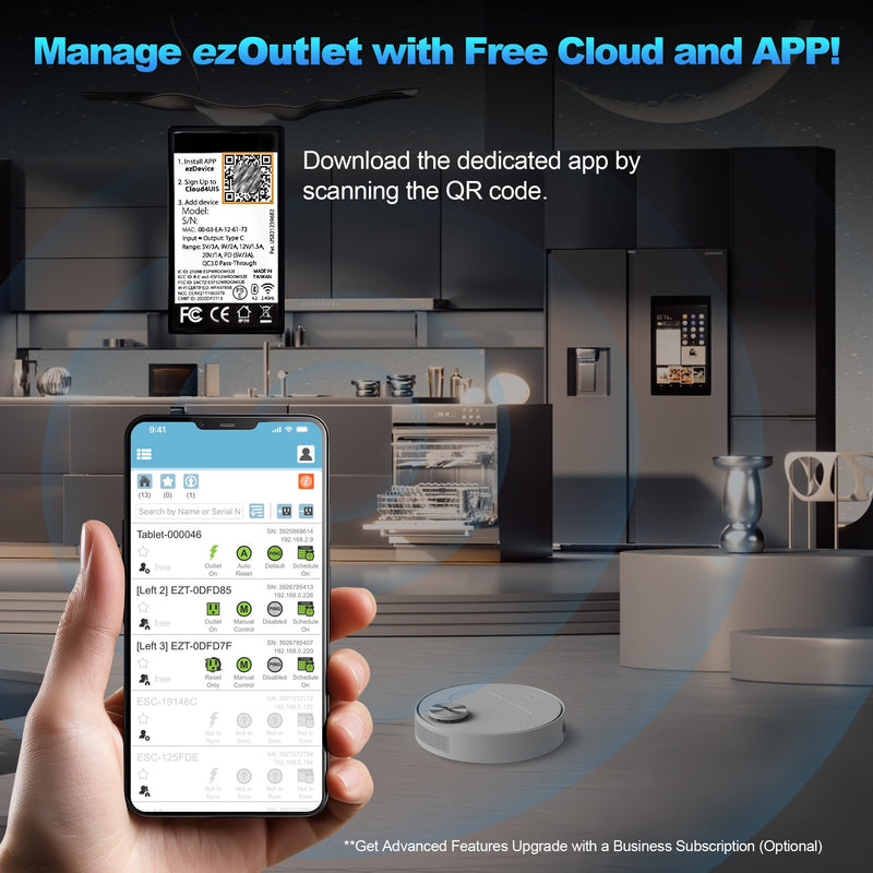 Wi-Fi IP Enabled Remote DC Power Switch (USB Type-C Plug) with Auto Reboot, Integrated Power Metering, Manage via Free APP & Cloud (Scalable). Ideal for Homes & Small Offices.