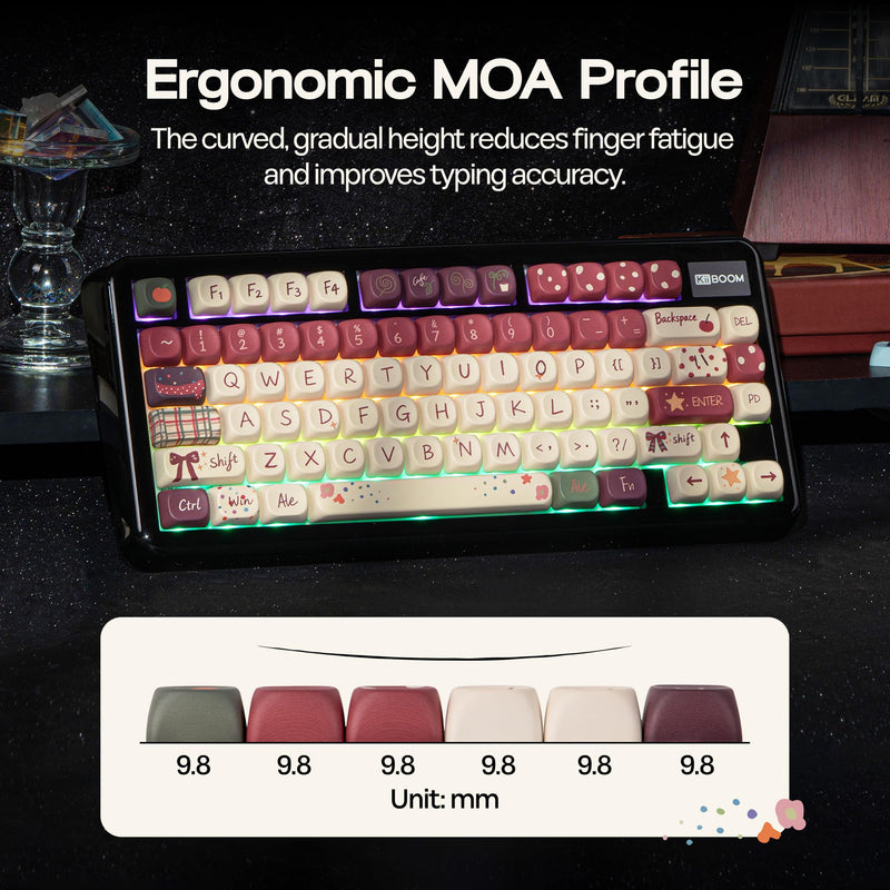 KiiBOOM Keycap Set - All My Faves, 133 Keys, MOA Profile, PBT Keycaps | Five-side Dye-sub, MX-Style, for 60%, 65%, 75%, TKL, 96%, Full Size, Alice, ANSI/ISO Layout Mechanical Gaming Keyboards