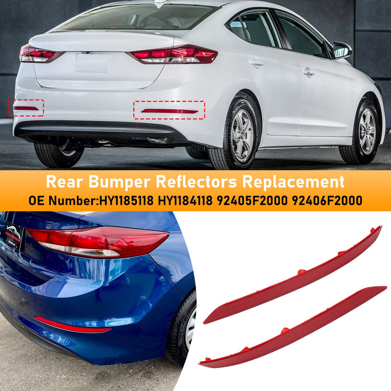 Compatible with Hyundai Elantra Rear Bumper Reflector 2017 2018,Left Driver & Right Passenger Side Rear Bumper Red Marker Trim,6th Gen Elantra Back Reflector Light W/O Bulb Replacement(1Pair) 17-18 Elantra Rear Reflector