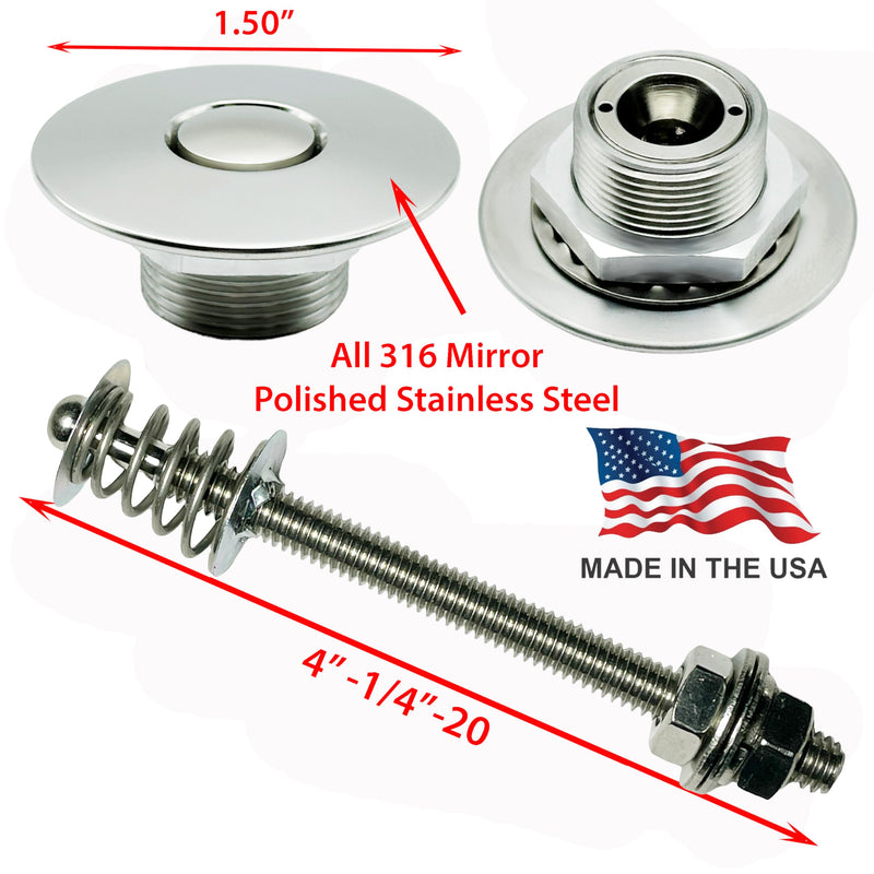 Polished Stainless Steel 1.50"" & 4"" Stud Stainless Polished 1.50" & 4" Stud