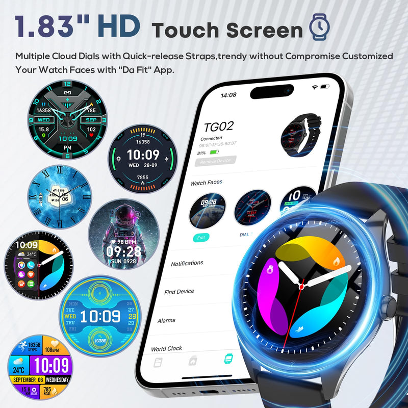 Smart Watch for Men, 1.39" HD Touchscreen Smartwatch with 120 Sports Modes, AI Voice Assistant, Heart Rate/Sleep Monitor, Bluetooth Call & Music Control Fitness Watch for iPhone/Android (Black) Black
