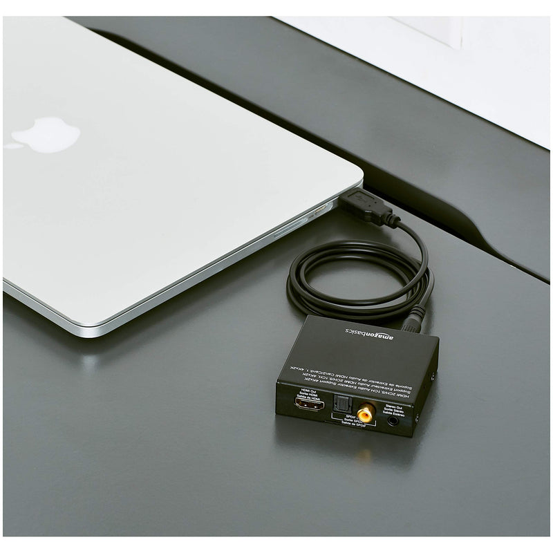 Amazon Basics 4K HDMI to HDMI and Audio Extractor Converter with SPDIF, Stereo Audio Output, Toslink Optical Audio for Apple TV, Fire TV, Fire Stick, Blu-Ray Players, Black