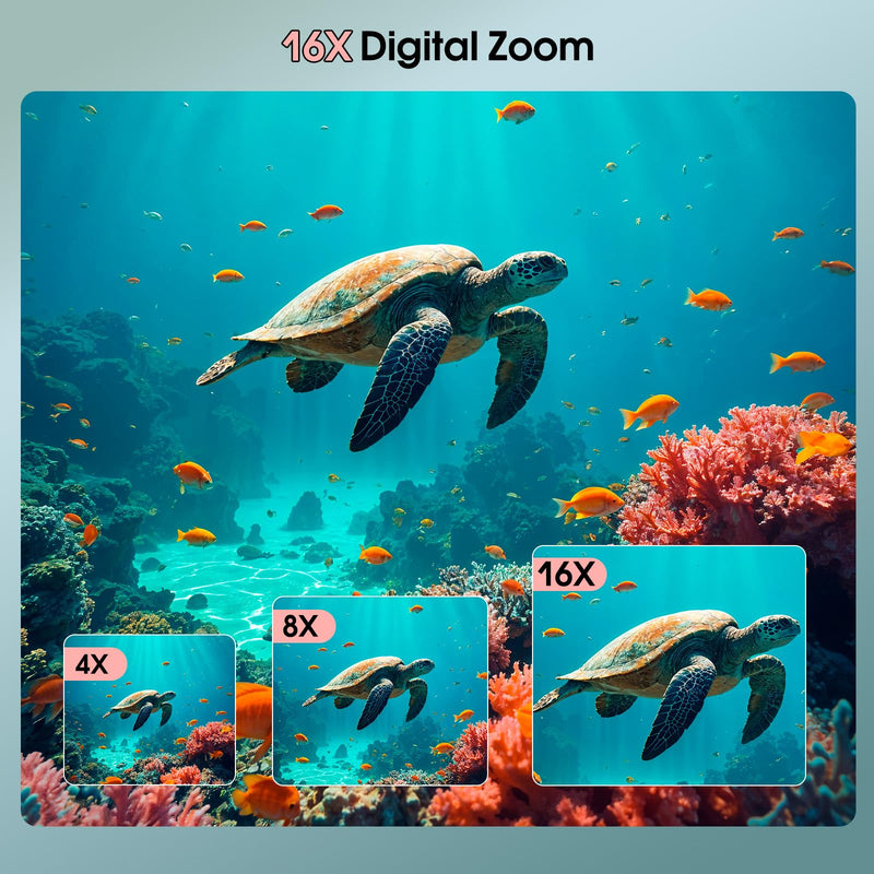 4K Underwater Camera, 64MP 16FT Waterproof Camera w/16GB Card, Pink | Floatable Digital Camera, 16X Digital Zoom, Auto Focus, Fill Light, 650mAh Battery, Ideal for Travel, Surfing, Swimming