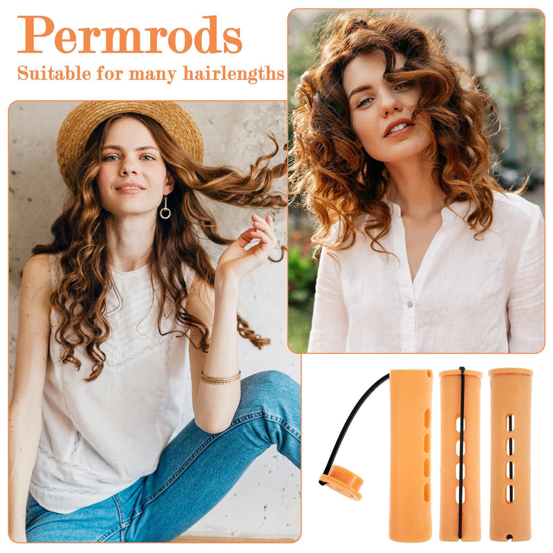 30PCS Perming Rods,Orange Perm Rollers for Black Women Bangs, Small Perm Rods DIY Hair Tools, Used to Create Different Types of Hairstyles at Home and Salon, Such as Curly and Wavy Hair