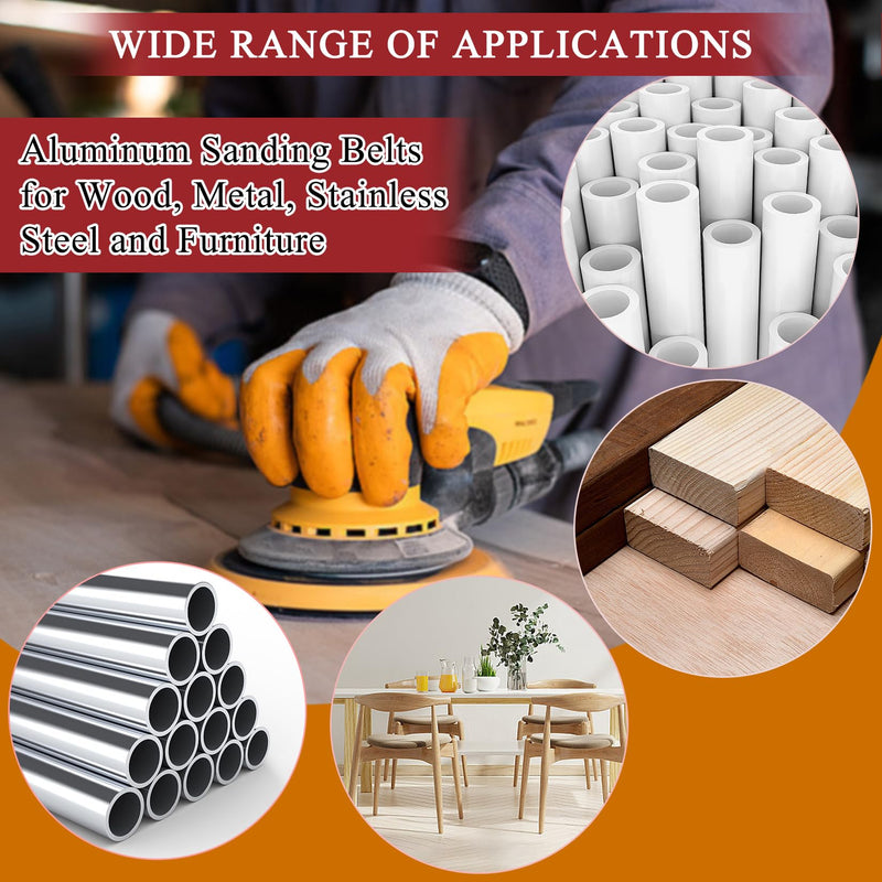 ONLYFU 55PCS 4 x 36 Inch Alumina Sanding Belts (80/120/150/240/400 Grits) with 6 Grits 6-Inch Self Stick No Hole Sanding Disc for Aluminum Oxide Sanders, Sandpaper for Wood Metal Stainless Steel 55