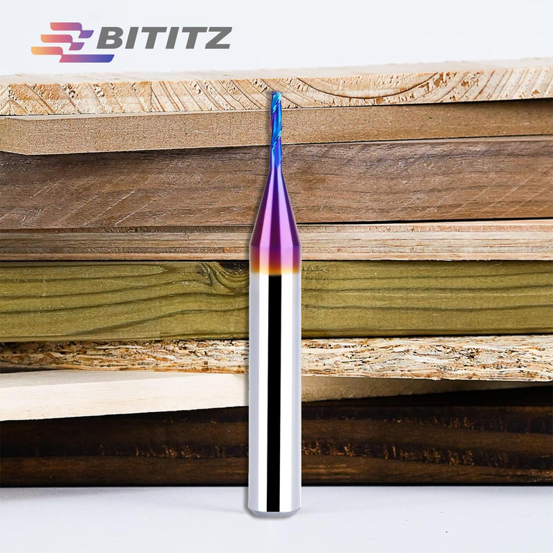 2PCS Upcut Spiral Router Bit 1/4 Inch Shank 1/16 Inch Cutting Diameter 1/4 inch Cutting Length with Extra Long Life Coating CNC Router Bits End Mill for Wood Cutting, Slot Mortise, Engraving UP CUT 2 pieces 1/16" Dia-1/4" CL-2" Overall Length