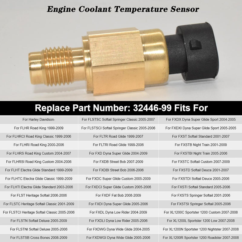 Rldym Engine Temperature Sensor for EFI Harley Davidson VTwin Road King Fat Boy Dyna Sportster 883, OE:32446-99 1050-0239 DS-289285 MC-TS1 Cycle Parts (Orange)