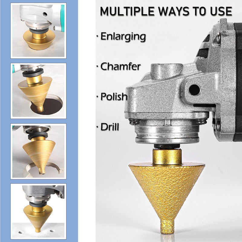 Diamond Beveling Chamfer Bit 0-2", Diamond Drill Bit, Calidad Tools Tile Cone for Hole Enlarging Trimming in Tile Granite Marble Porcelain Ceramic Wood Stone W/ M10 Thread. Φ50mm