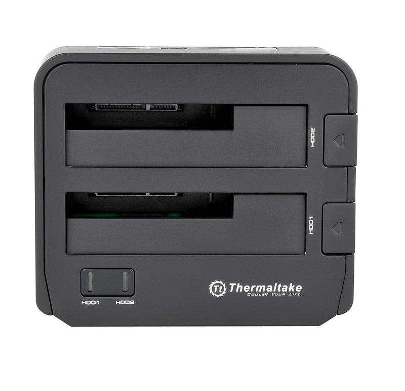 Thermaltake BlacX Duet 2.5”/3.5” SATA I/II/III USB 3.0 External Hard Drive Enclosure Docking Station ST0014U-D,Black Dual Bay