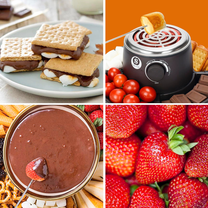 SANLE SOPFFY 2 in 1 Electric S'mores Maker & Fondue Pot,S'mores Maker Tabletop Indoor Kit with 4 Roasting Forks & 1 Flameless Temperature-controlled Heater,Christmas Gifts,Family Gifts