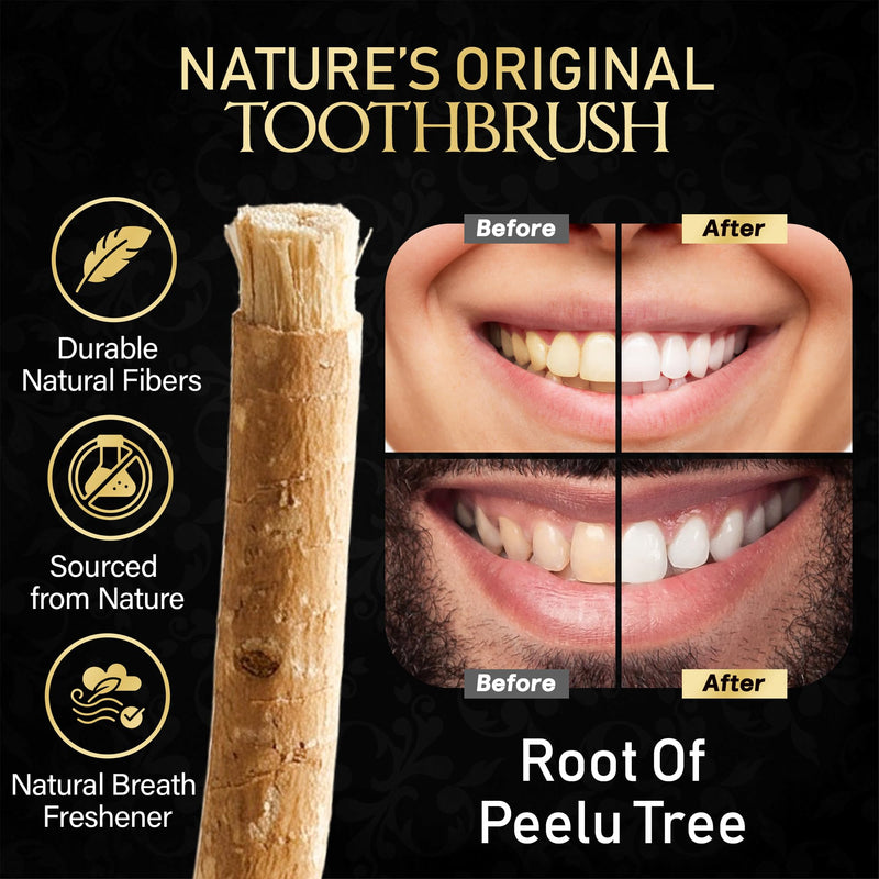 SEWAK AL-FALAH Miswak (Traditional Natural Toothbrush) - 20 Pack - Individually Vacuum Sealed for Long-Lasting Freshness – Traditional Oral Care for Deep Cleaning, Whitening, and Plaque Defense 1 Count (Pack of 20) Regular