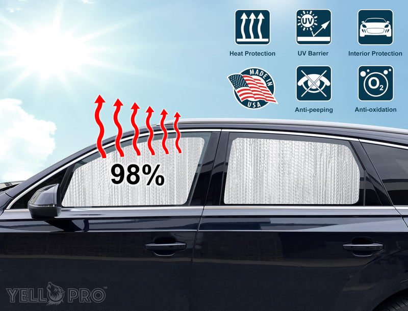 YelloPro Side Window Front Seat Reflective Sunshade Custom Fit for 2020 2021 2022 2023 2024 2025 Subaru Outback SUV, UV Reflector Sun Protection (Set of 2) Side Sunshades - Front Seat (2pcs)