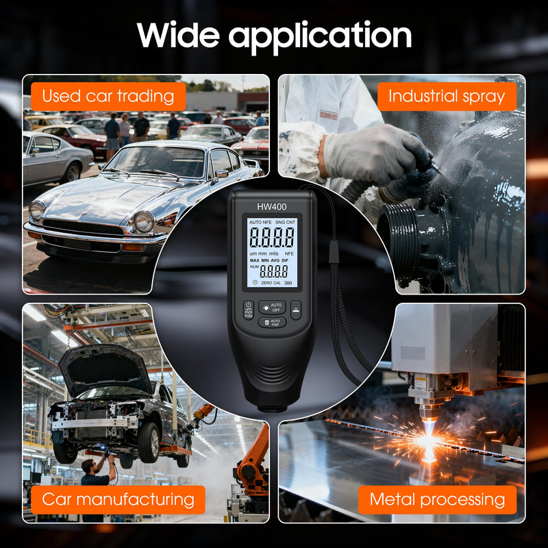 Paint Thickness Gauge, Digital Coating Thickness Gauge Meter for Cars, for Measurement of Metals Plastics Ceramics Glass Water