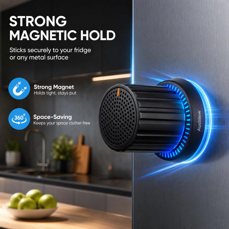Magnetic Shower Speaker with Smart Rotary Knob Control, Bluetooth 5.3 Waterproof Speaker with Suction Cup & Magnetic Mount, IPX7 Portable Speaker, RGB Lights, Deep Bass for Bathroom, Pool, Kitchen black out