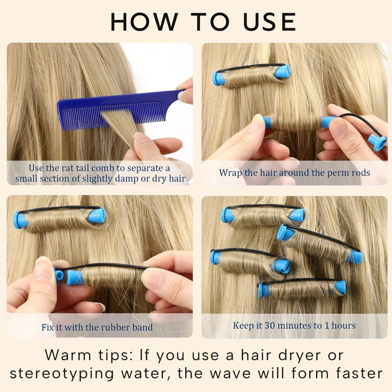30 Pieces Medium Size Hair Curlers Rollers, 0.75 Inch Hair Rollers, Perm Rods Perm Kit, Home Perm Kits for Women with Elastic Rubber Band Non Slip Plastic for Natural Hair Long Short Hair Styling Tool