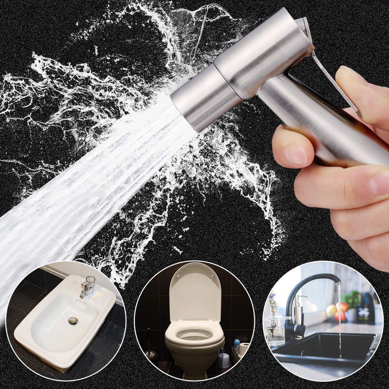 Bidet Spray Heads Set of 2 Stainless Steel Hand Bidet Spray Heads for Bathroom Kitchen and Toilet Cleaning Silver