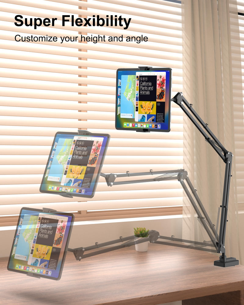 17.3" Portable Monitor Stand, Foldable Tablet Arm Mount for Desk, Kindle Holder for Reading in Bed, Adjustable Phone Stand Compatible with iPad Pro Air Mini, Samsung Galaxy Tab S9, Kindle, Cell Phone