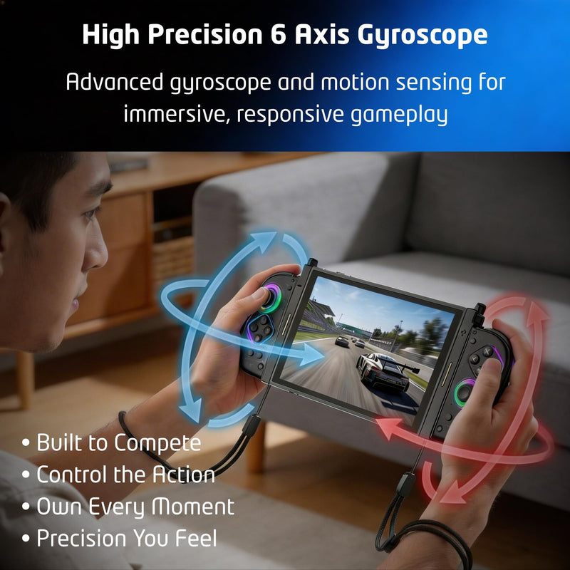 TNDA Wireless Controller Compatible with Switch and Switch 2, Charging Adapters Included, Hall Effect Joystick Wireless Joypad with RGB Lighting, 6-Axis Gyroscope Motion Control, Turbo Button, Rechargeable Battery