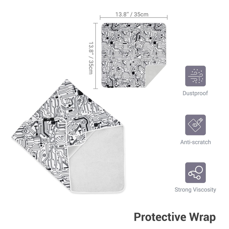 [35 * 35cm] Camera Wrap with Pouch,Lens Protective Wrap,Anti-scratch Anti-dust, Flexible Wrapper Camera Travel Accessories for DSLR Mirrorless Camera Lens Laptop Smartphone Computer iPad and More 13.8 x 13.8'' Circuit