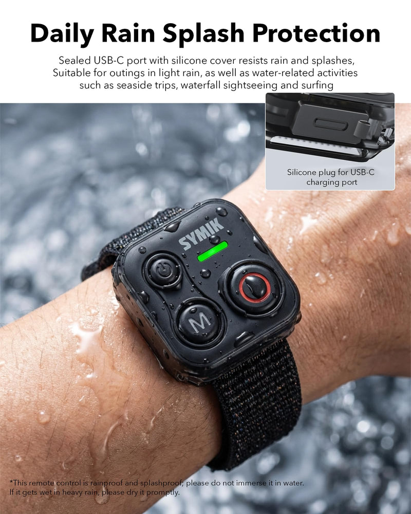 SYMIK Remote Control for Insta360, Bluetooth Remote for GoPro and DJI | Universal Shutter Remote Control for DJI Action Camera & Phone, Splash Resistance, Rechargeable, 230ft Range, 120-H Battery