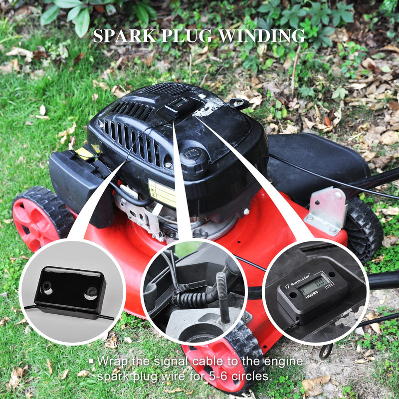 Inductive Waterproof Hour Meter,Epoxy Resin Plastic Seal use for Gas Engine Lawn Mower Generator Pressure Washer Marine ATV Boat Outboard Motor Dirt Bike Motorcycle
