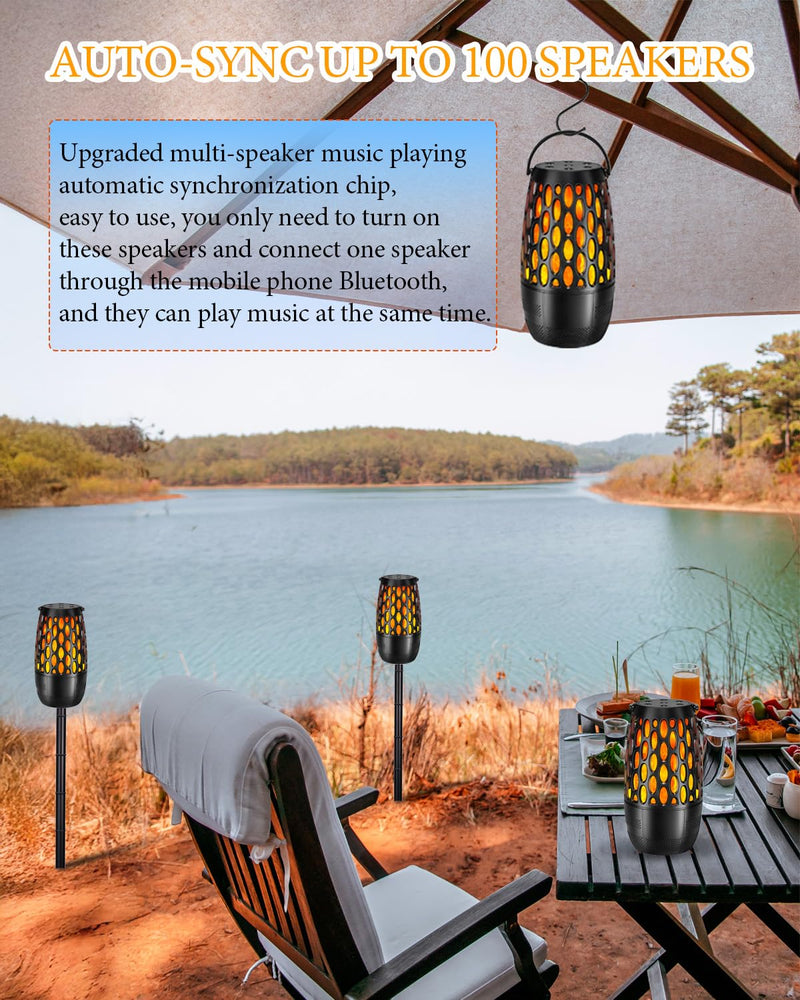 Upgraded Outdoor Bluetooth Speakers Waterproof, Outdoor Speakers with Light, Multi-Speaker Auto-Sync Up to 100 Speakers, HD Surround Sound Multiroom Digital Music System Speaker, Gifts for Men