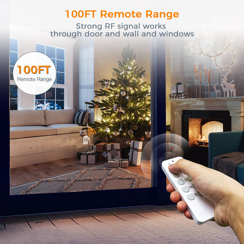 Wireless Remote Control Outlet, TESSAN Electrical Wall Plug with ON/Off Light Switch for Indoor String Lights, Lamps, Home Appliances, 100ft Range (2 Remotes + 5 Outlets) 2 Remote + 5 Outlet