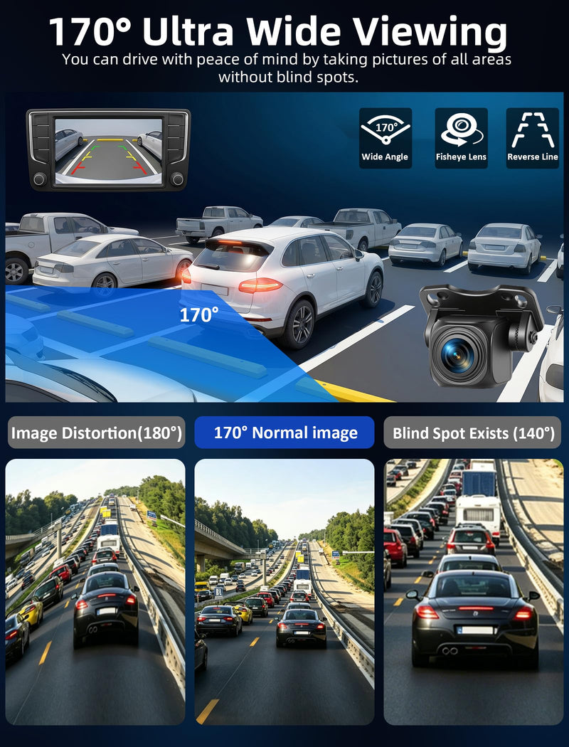 AHD 1080P Backup Camera for Car Back up Camera Metal Housing OEM Bracket | 8 Signal Mode 170 Degree Wide Angle Reverse Rear View Camera for Car Vehicle SUV RV Night Vision IP69 Waterproof