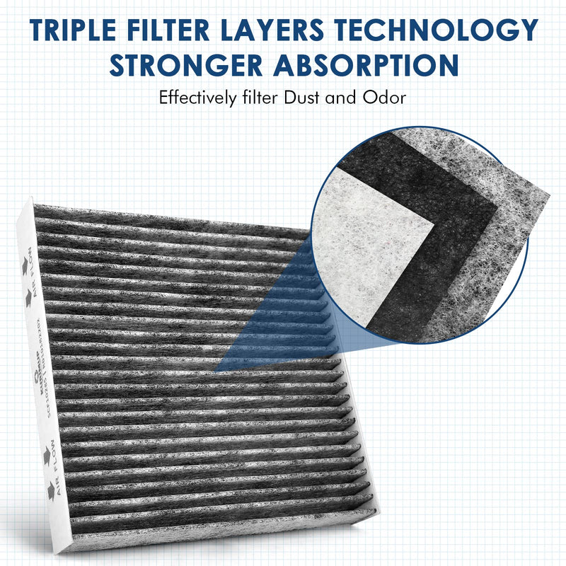 Premium Cabin Air Filter with Activated Carbon,Replacement for CF11809,Fit for Chevrolet Silverado 1500LD/2500HD/3500HD/Suburban,GMC Sierra 1500/2500HD/3500HD/Yukon. 7" x 7.4" x 1.1"