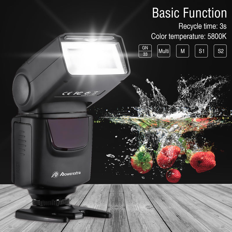 Powerextra Professional DF-400 Speedlite Camera Flash for Canon Nikon Pentax Samsung Fujifilm Olympus Panasonic Sigma Minolta Leica Ricoh DSLR Cameras and Digital Cameras with Single-Contact Hotshoe 30