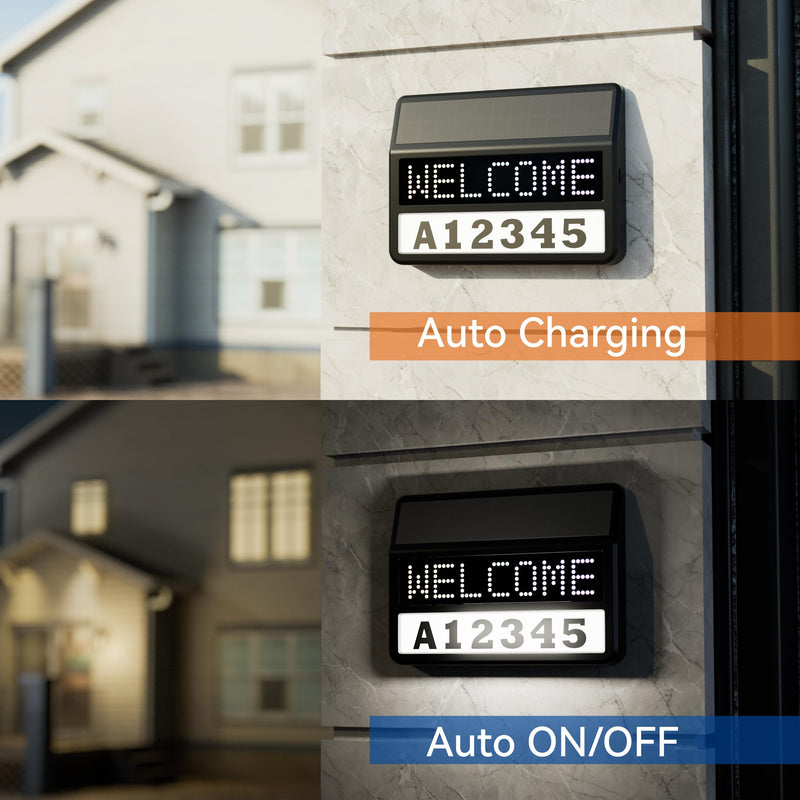 Solar House Numbers for Outside with Digital Screen, APP Control Solar LED Lighted Address Sign, Waterproof Address Signs for Yard, Suitable for Visitors, Emergency Vehicles and Warning Signs