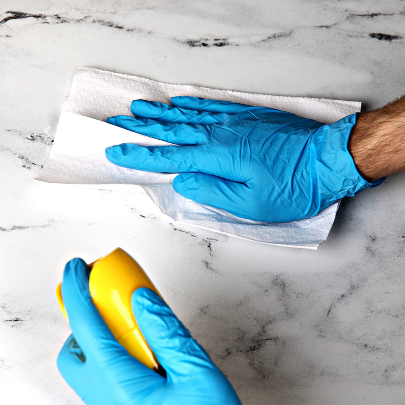 HandCare 4 Mil Blue Nitrile Disposable Exam Gloves, Powder-Free & Latex-Free for Medical, Lab & Cleaning Use Large - Case of 1000