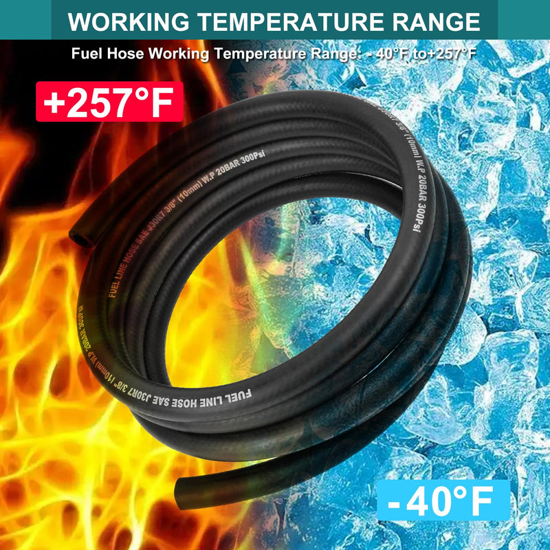 5/16 Inch ID Fuel Line Hose - 10FT Marine Grade Fuel Line with 10PCS Hose Clamps,300PSI High-Pressure Fuel Line for Automotive Fuel Systems Engines (5/16" ID-10Ft) 5/16" ID-10Ft