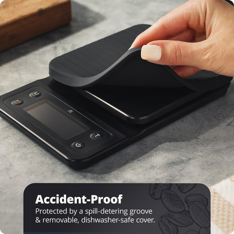 Greater Goods 0.1g Precision Coffee Scale with Timer – 3kg Digital Scale for Pour-Over, Espresso, French Press, Kitchen Use (Onyx Black) Onyx Black