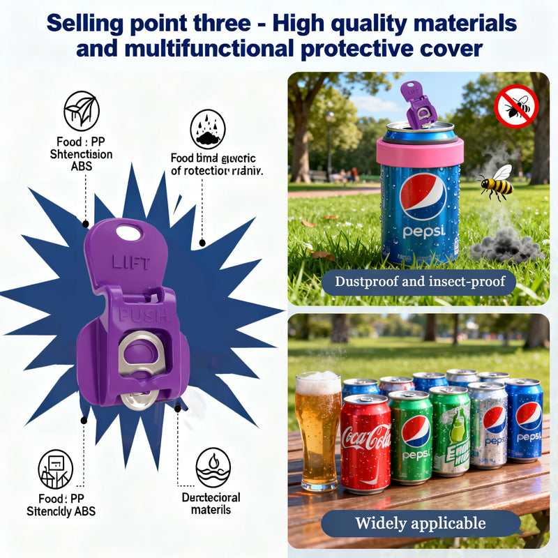 12PCS Complete Cover Easy Tab Opener & Colorful Drink Protector Cap – Fits Soda, Coke, Beer & Aluminum Beverages
