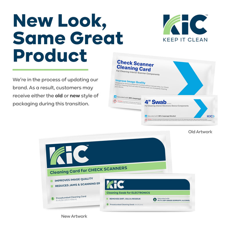 KICTeam - Cleaning Kit for Check Scanner Machines (25 Cleaning Cards & 6 Cleaning Swabs) - Includes 25 Weekly Cleanings