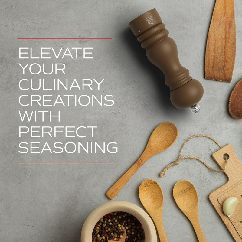 Peugeot Paris u'Select 7-inch Pepper Mill - Manual Rock Pepper Mill with Adjustable Precision Grinding, Stainless Steel & Beechwood, Sustainable & Elegant Kitchen Tool (Mocha) 45067