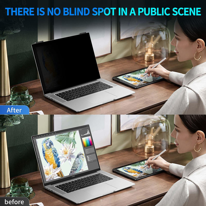 Laptop Privacy Screen 13.3 inch, 9H Hanging Privacy Screen for Laptop for 16:9, Acrylic HD Eye Protection Anti Glare Blue Light Laptop Screen Privacy Filter