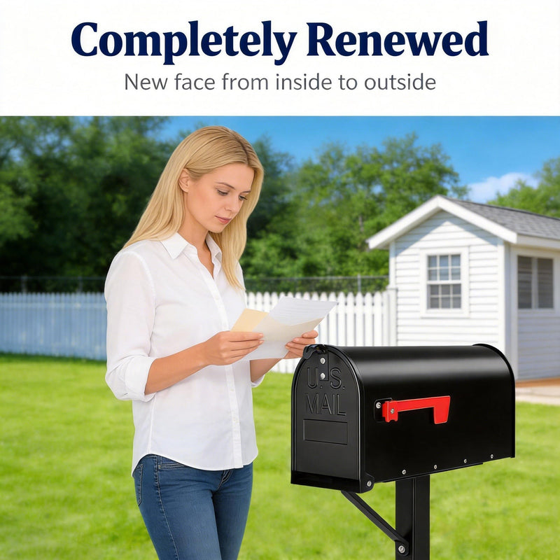 Mailbox Door Replacement 6 1/4 Inch (W) × 8 Inch (H) Brick Embedded Mailboxes – Durable Metal Standard Mail Box Snap-in Insert for Rust-Damaged Mailboxes Postbox Repair and Restoration