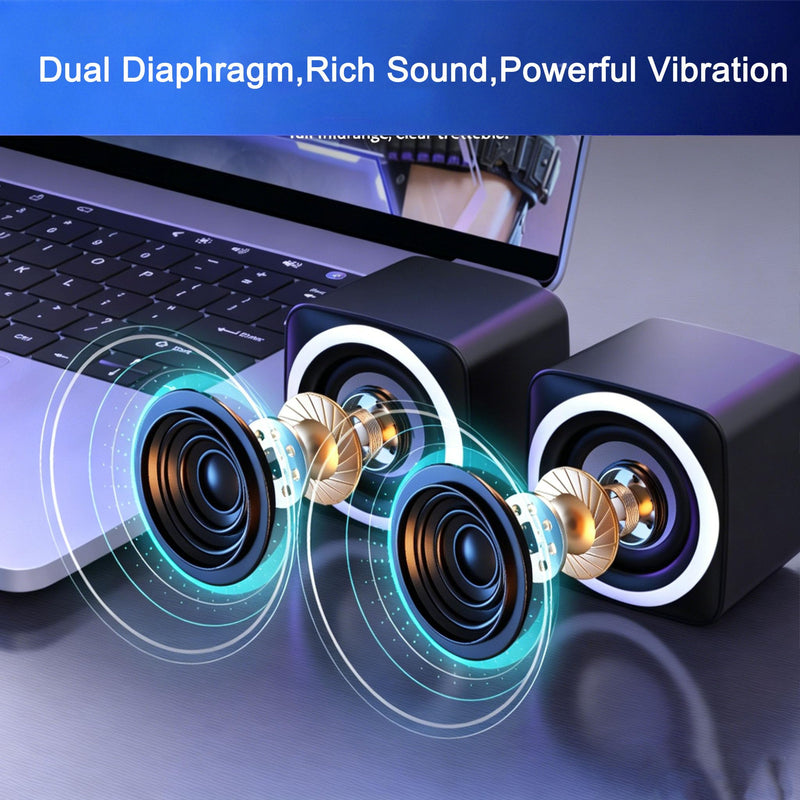 Basics Stereo 2.0 Speakers for PC or Laptop with Volume Control,USB-Powered, 1 Pair, Black