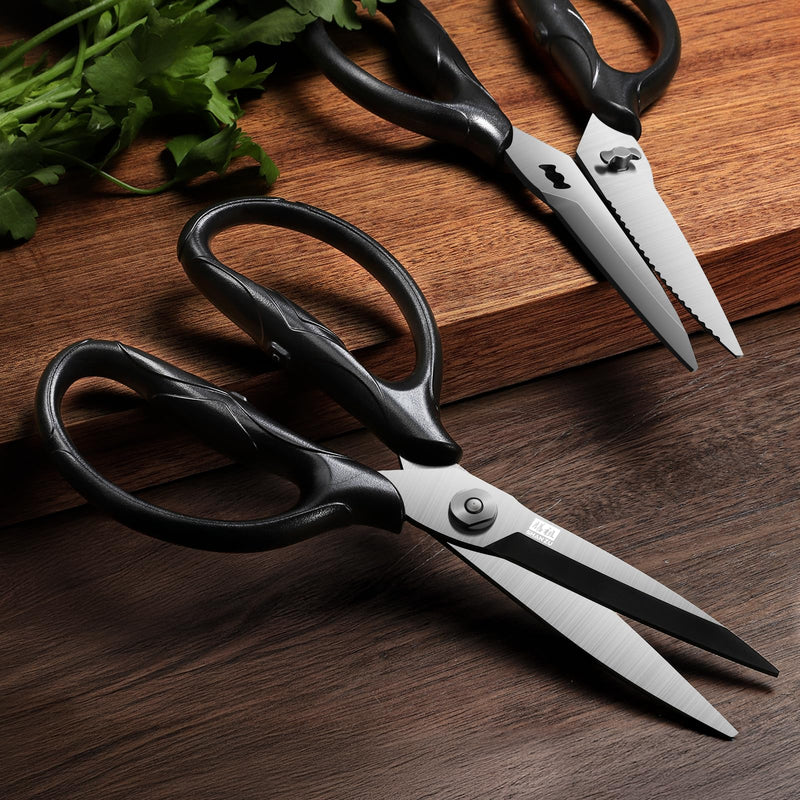 SHAN ZU 8.4" Titanium Heavy Duty Kitchen Scissors - Japanese 5Cr15MoV Stainless Steel Shears, All Purpose Detachable Shears for Meat/Herbs/Poultry, Dishwasher Safe, Gift Box Included (Black) 8.4" Black Titanium